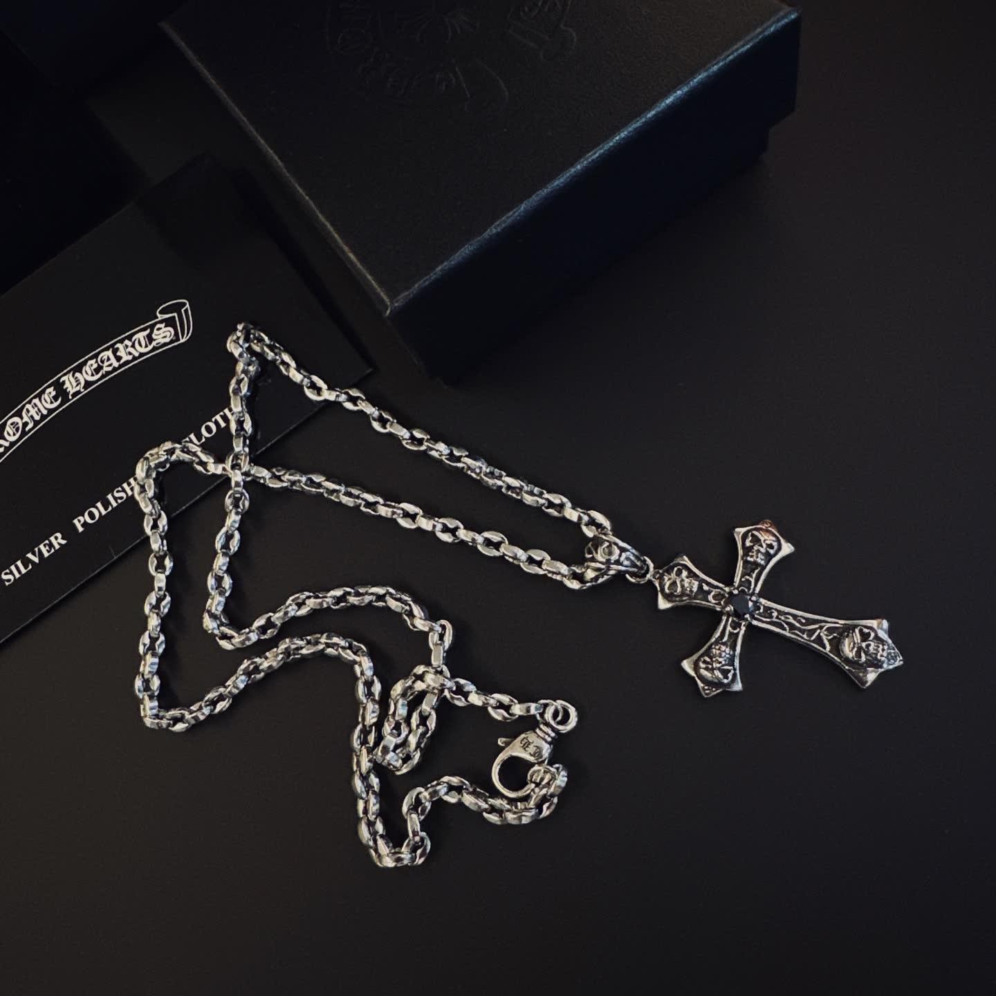 Chrome Hearts Silver Cross Pendant Necklace
